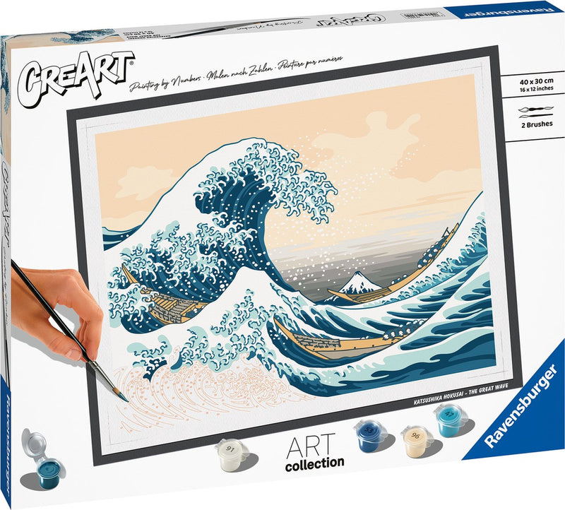 Afbeelding laden in galerijviewer, Ravensburger creart schilderen op nummer - hoksusai: the great wave