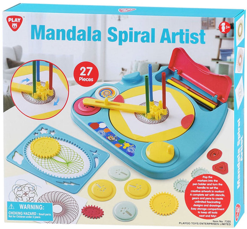 Afbeelding laden in galerijviewer, Playgo mandala spirograaf tekenset - creatieve sjablonen 27-delig.