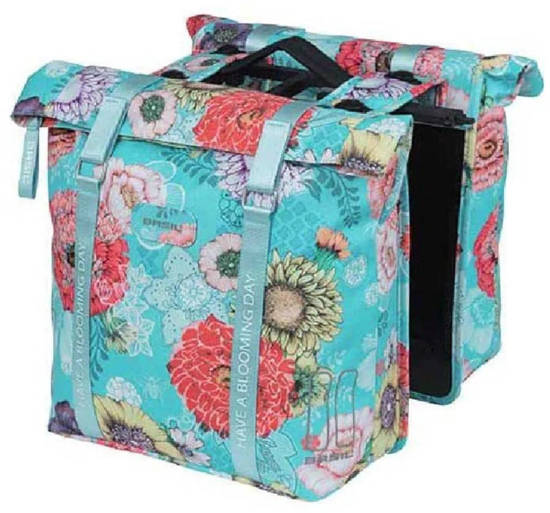 Afbeelding laden in galerijviewer, Basil Bloom Field dubbele fietstas, waterdicht, sky blue, 35L