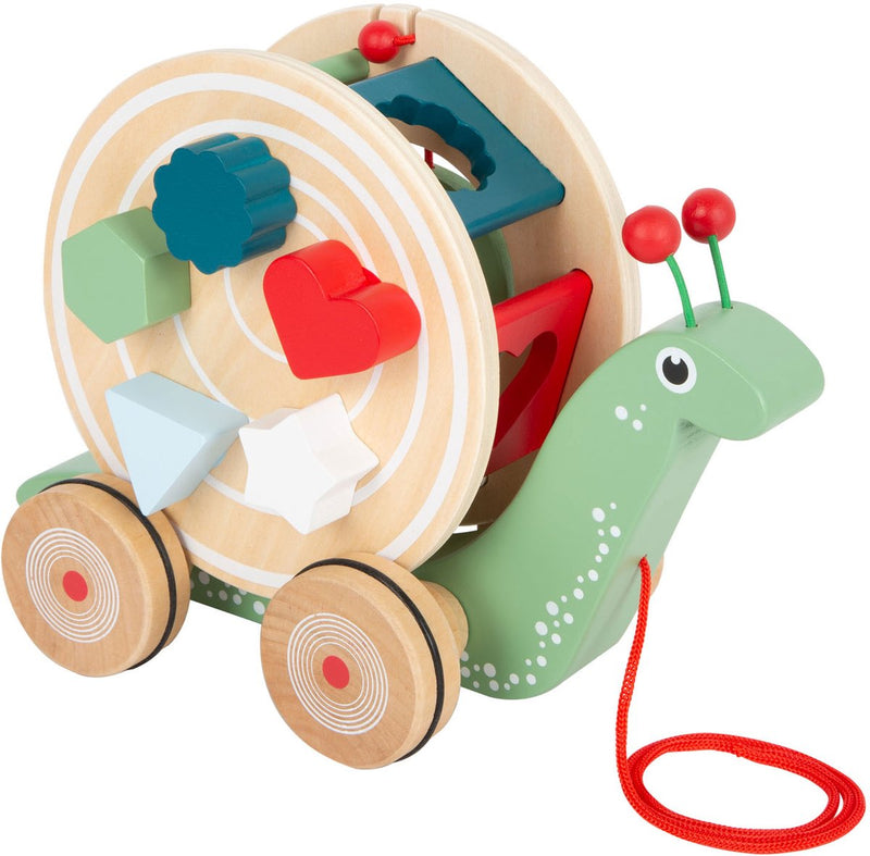 Afbeelding laden in galerijviewer, Small foot - houten trekfiguur vormenstoof slak, 6dlg.