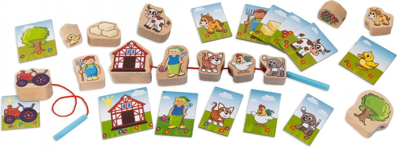 Afbeelding laden in galerijviewer, Janod houten rijgspel educatief speelgoed 13-delig multi kleuren.