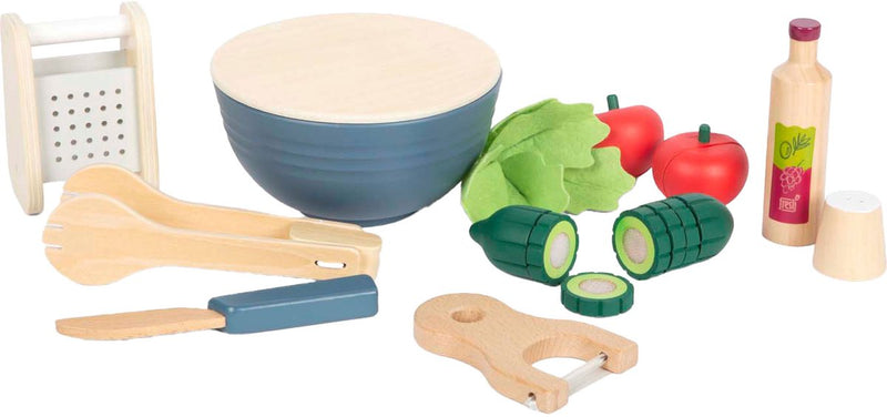 Afbeelding laden in galerijviewer, Small foot - houten speelgoed eten salade speelset, 11dlg.