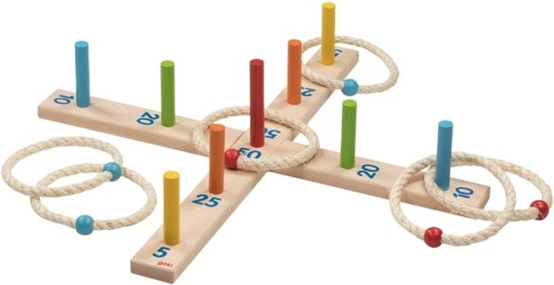 Afbeelding laden in galerijviewer, Goki houten ringwerp spel, 6 ringen