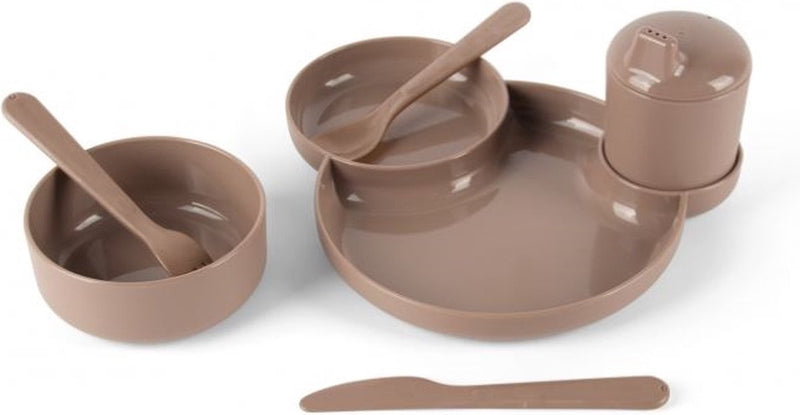 Afbeelding laden in galerijviewer, Dantoy tiny - dinnertime servies geschenkset (mokka 7-delig)