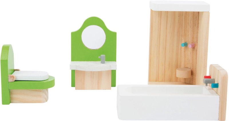 Afbeelding laden in galerijviewer, Small foot - houten poppenhuis meubeltjes badkamer, 4dlg.