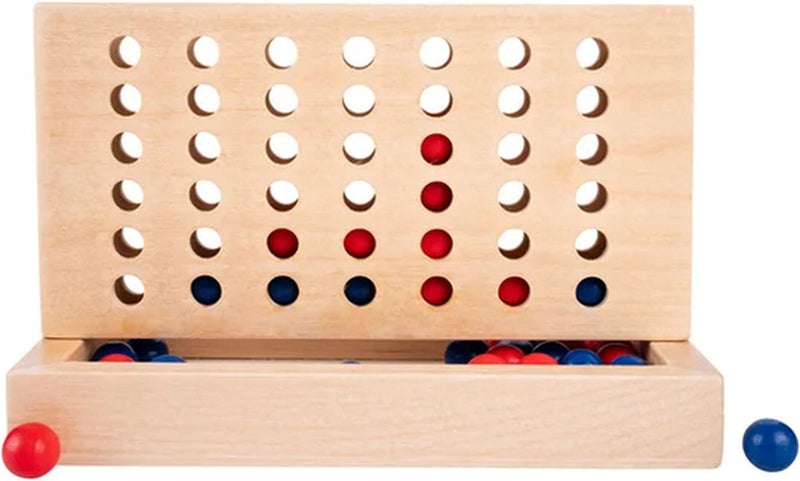 Afbeelding laden in galerijviewer, Longfield vier op een rij – strategisch spel – hout – rode en blauwe stenen – klassiek denk- en strategiespel – engelhart