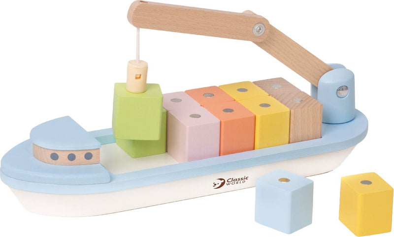 Afbeelding laden in galerijviewer, Classic world houten blokkenboot - speelgoedvoertuig