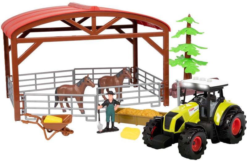Afbeelding laden in galerijviewer, Toi-toys ackers ville paardenstal met tractor licht en geluid speelset, 14dlg.