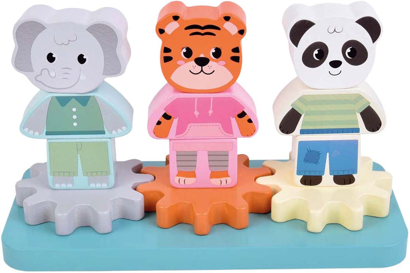 Afbeelding laden in galerijviewer, Small foot - houten stapelspel met tandwielen jungle friends fsc