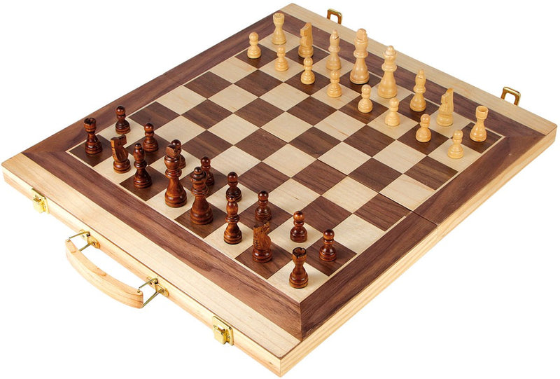 Afbeelding laden in galerijviewer, Small foot - houten schaakspel en backgammon