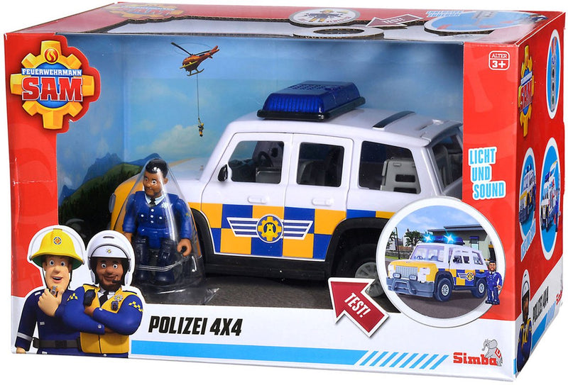 Afbeelding laden in galerijviewer, Simba brandweerman sam politieauto speelgoed met speelfiguur malcolm.