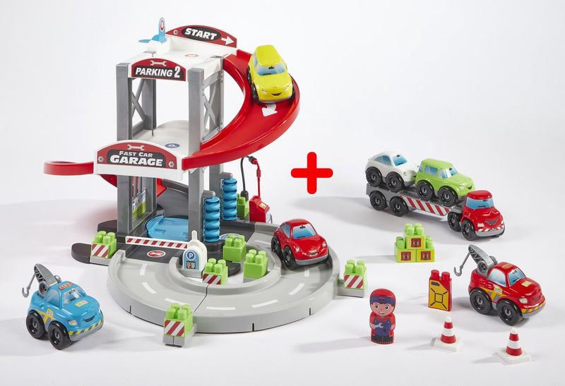 Afbeelding laden in galerijviewer, Abrick ecoiffier garage met transporter en auto's