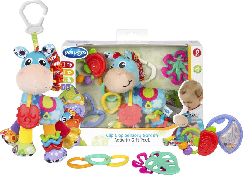Afbeelding laden in galerijviewer, Playgro sensorische clip clop eenhoorn ontdek en speel geschenkset