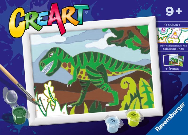 Afbeelding laden in galerijviewer, Ravensburger creart schilderen op nummer - dwalende dinosaurus