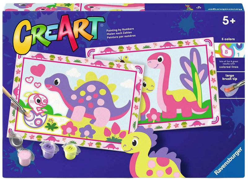 Afbeelding laden in galerijviewer, Ravensburger – creart: kleurrijke dino's – schilderen op nummer