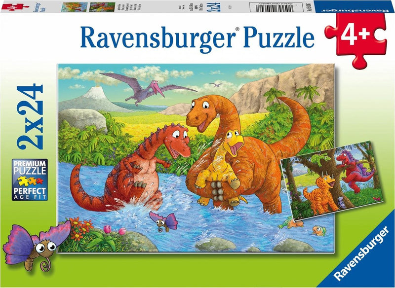 Afbeelding laden in galerijviewer, Ravensburger legpuzzel spelende dino's, 2x24st.