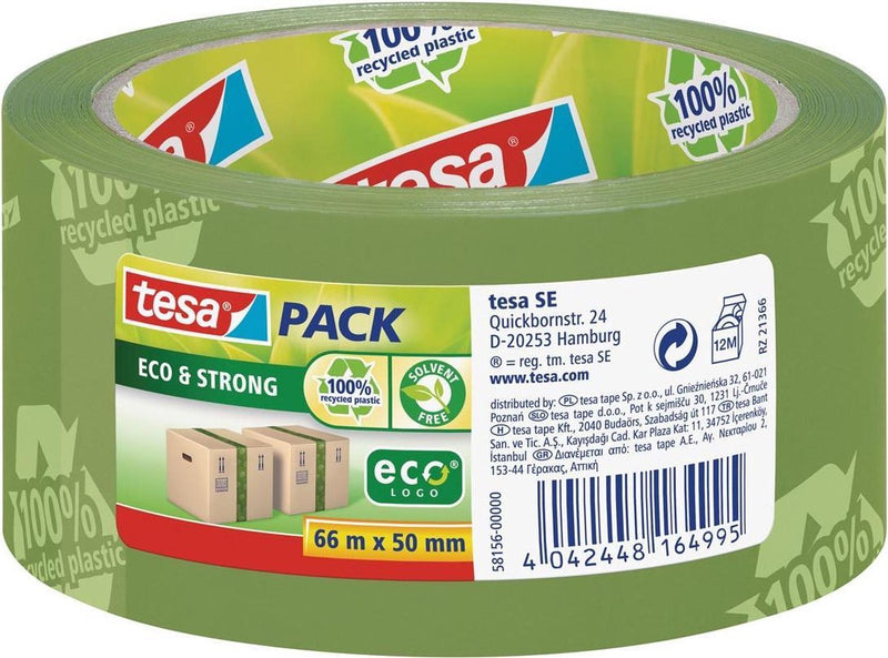 Afbeelding laden in galerijviewer, Tesa eco strong 58156-00000-00 pakband pack groen (l x b) 66 m x 50 mm 1 stuk(s)