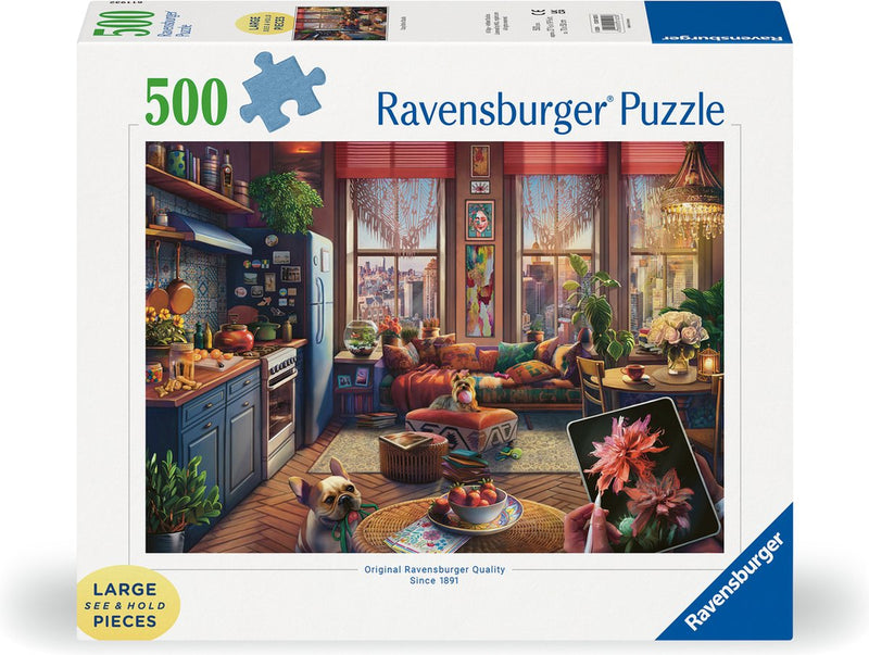 Afbeelding laden in galerijviewer, Ravensburger puzzel cozy boho studio - legpuzzel - 500 large format stukjes