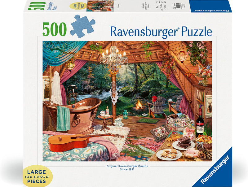 Afbeelding laden in galerijviewer, Ravensburger puzzel cozy glamping - legpuzzel - 500 large format stukjes
