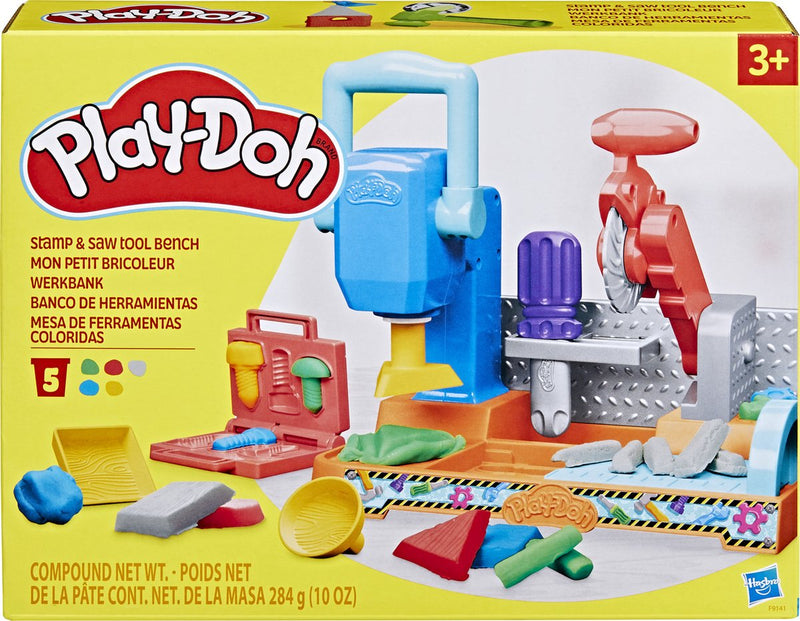 Afbeelding laden in galerijviewer, Play-doh stempelen en zagen speelset - boetseerklei - kindergereedschap