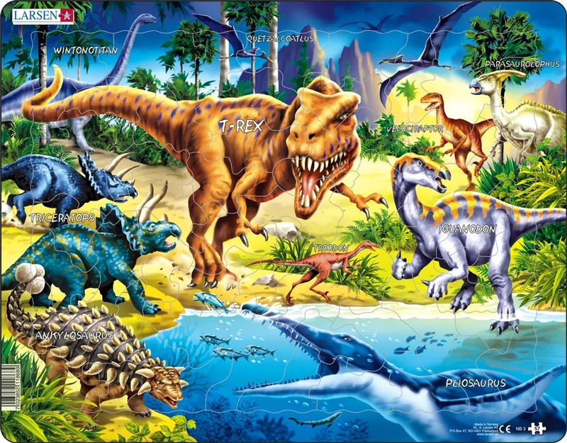 Afbeelding laden in galerijviewer, Larsen legpuzzel dieren - dinosaurussen uit het krijt tijdperk , 57st.