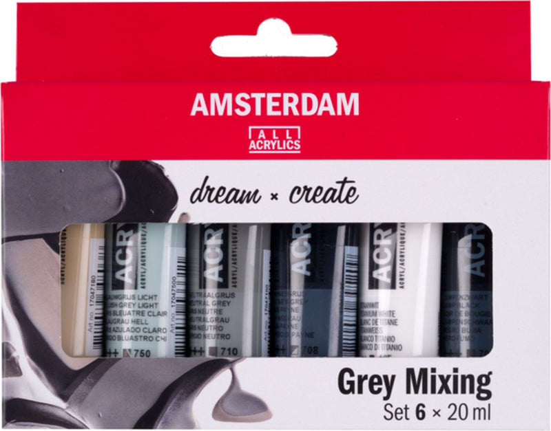 Afbeelding laden in galerijviewer, Amsterdam standard series acrylverf grijstinten set | 6 x 20 ml
