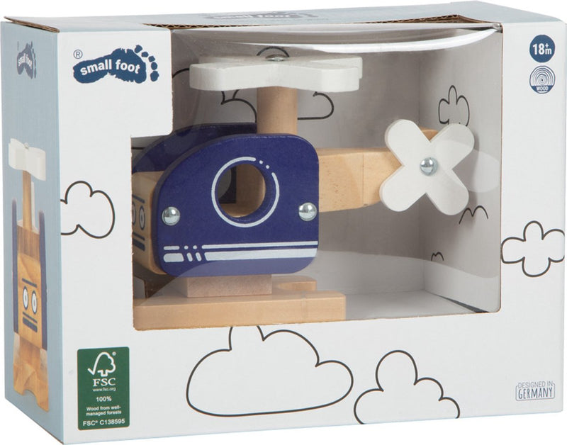 Afbeelding laden in galerijviewer, Small foot - houten helikopter blauw