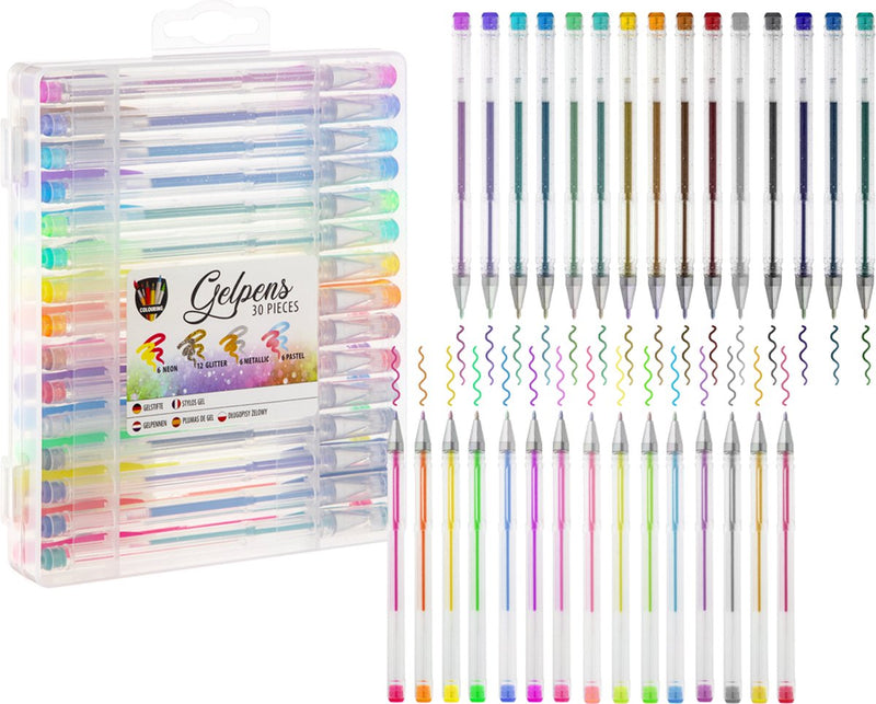 Afbeelding laden in galerijviewer, Grafix gelpennen 30pcs - schrijven handlettering - glitter effect - metallic effect - neon effect - pastel effect - gelpennen volwassenen