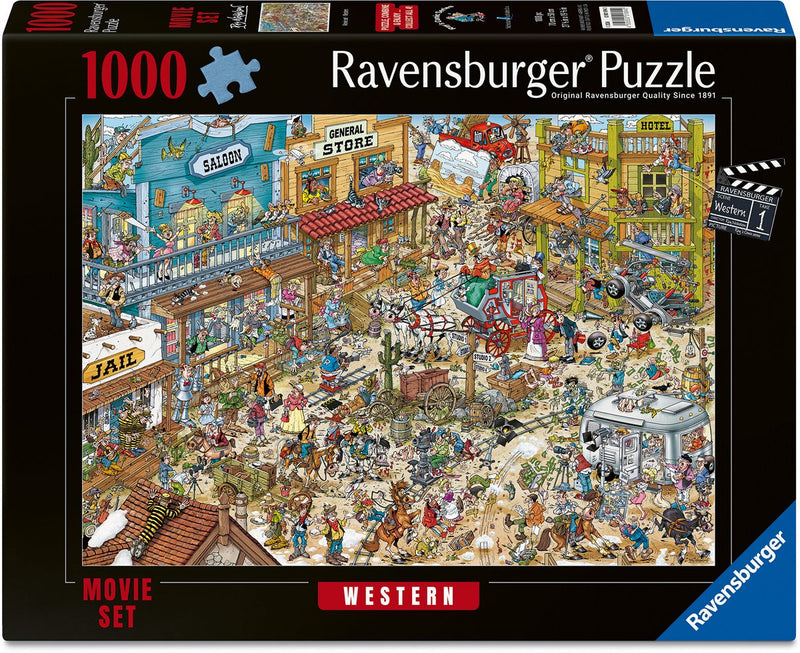 Afbeelding laden in galerijviewer, Ravensburger – ray’s comic series: movie set 1 – western – cartoon legpuzzel – 1000 stukjes