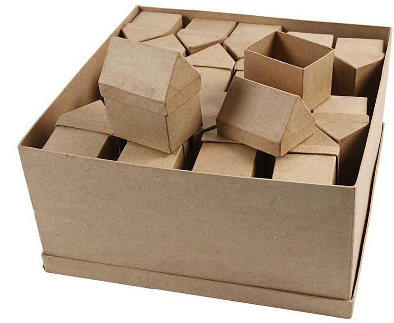Afbeelding laden in galerijviewer, Creativ company opbergdoosjes huis papier-maché, 40st.