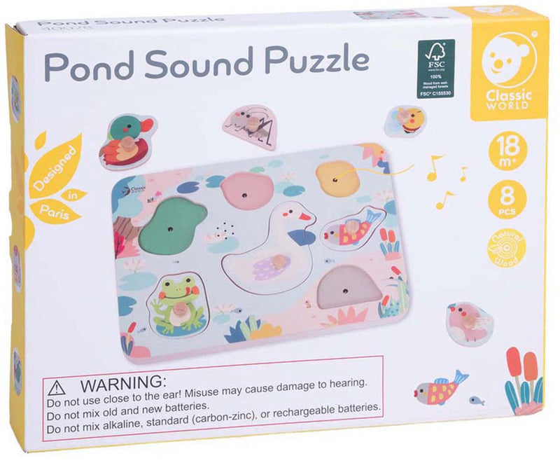 Afbeelding laden in galerijviewer, Classic world houten puzzel poel geluid educatief speelgoed.