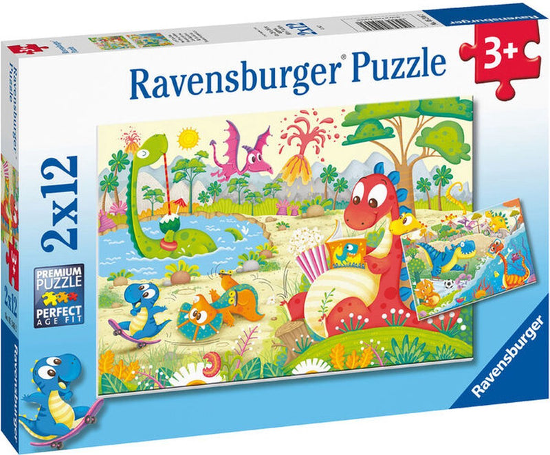 Afbeelding laden in galerijviewer, Ravensburger puzzel lievelingsdino's - twee puzzels - 12 stukjes - kinderpuzzel