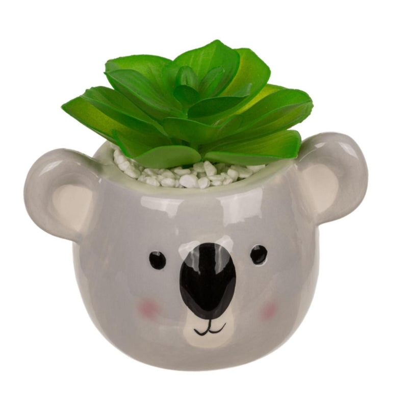 Afbeelding laden in galerijviewer, Ootb deco vetplant in keramieken pot, luiaard of koala 14x7x9cm