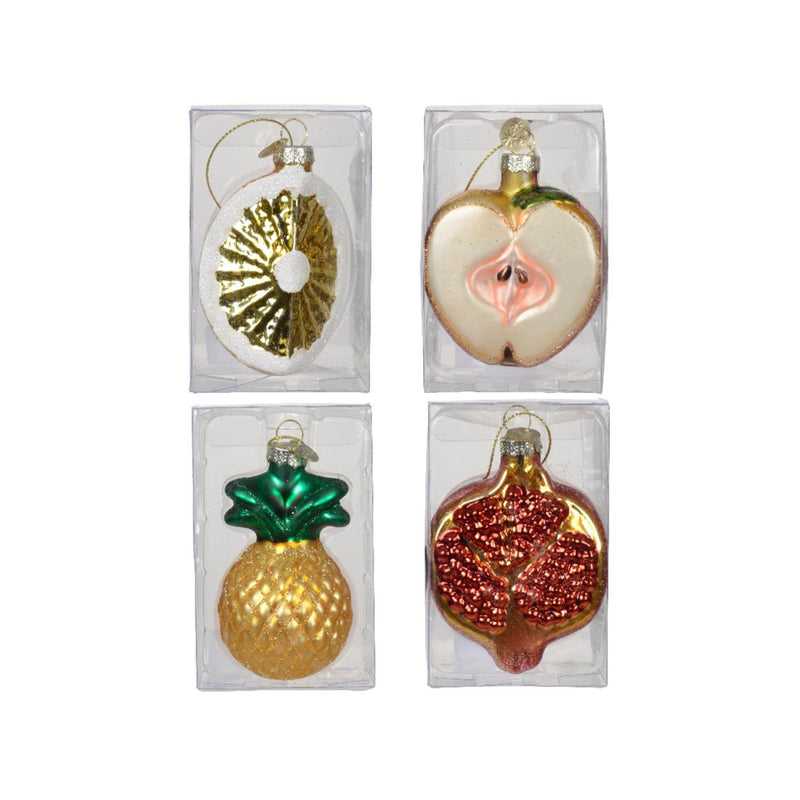 Afbeelding laden in galerijviewer, Decoris kersthanger fruit glas ananas granaatappel appel peer 5x7cm