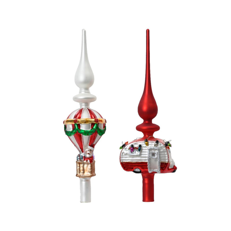 Afbeelding laden in galerijviewer, Decoris piek heteluchtballon caravan van glas 31cm