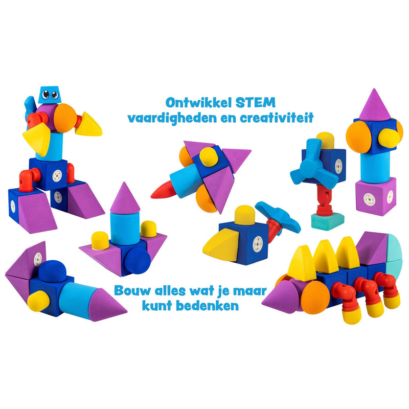 Afbeelding laden in galerijviewer, Blockaroo Magnetische Foam Blokken Builders Box, 50dlg.