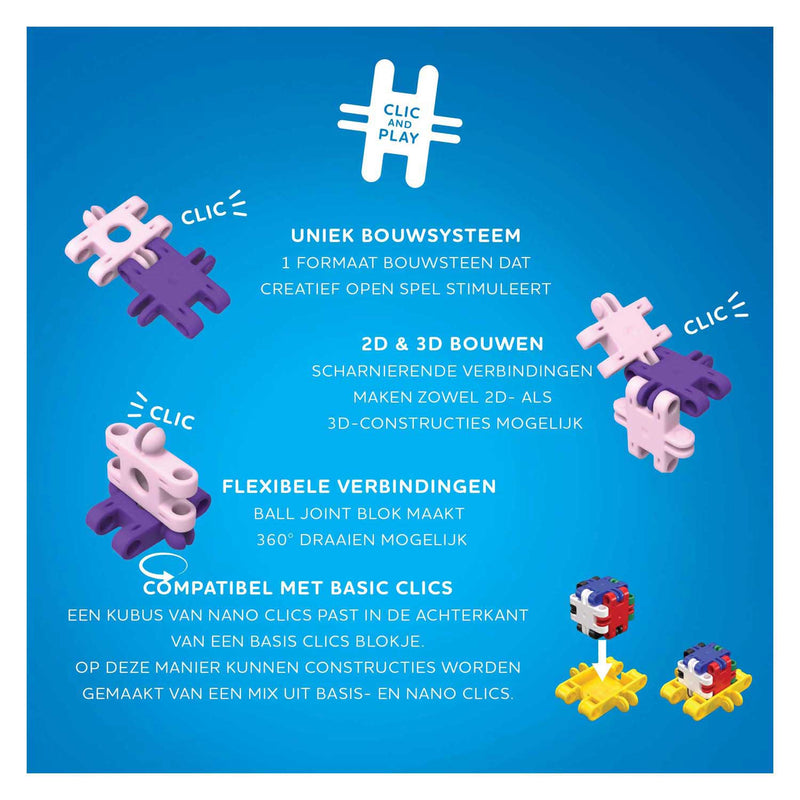 Afbeelding laden in galerijviewer, Clics nano – k3 builders 190 piece set – 5 in 1 bouwblokken – speelgoed gemaakt van 100% recycled plastic – speelgoed 8, 9, 10, 11, 12 jaar – constructie speelgoed