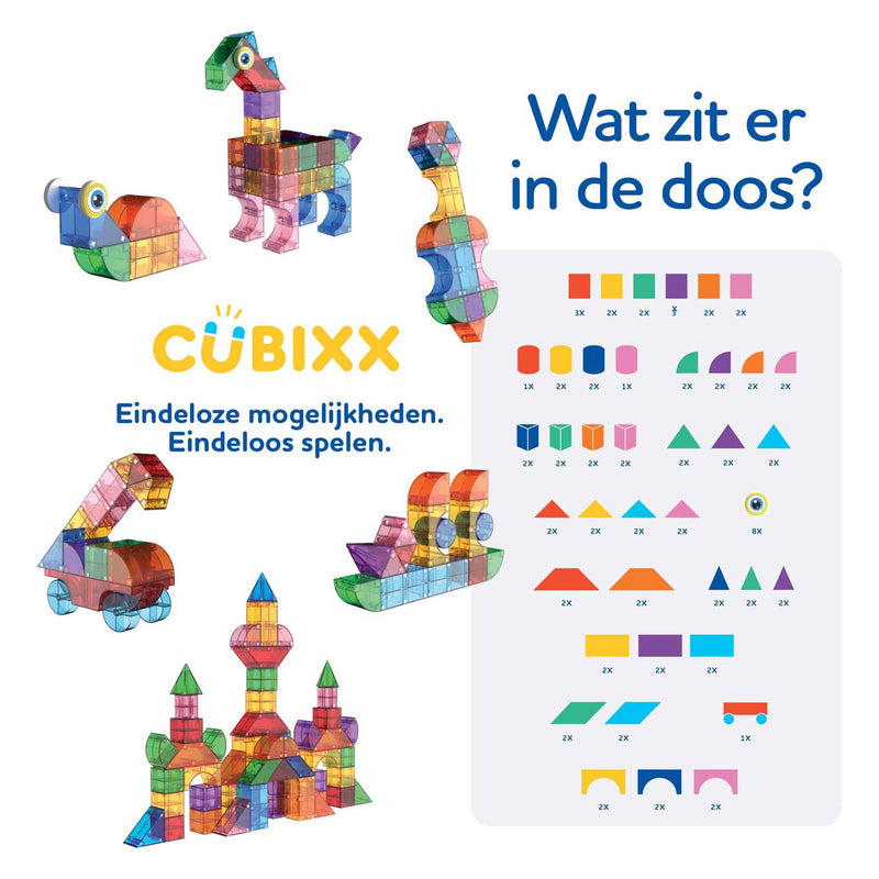 Afbeelding laden in galerijviewer, Cubbix magnetisch bouwspeelgoed kleurrijke blokken - 85-delig creatief speelgoed.