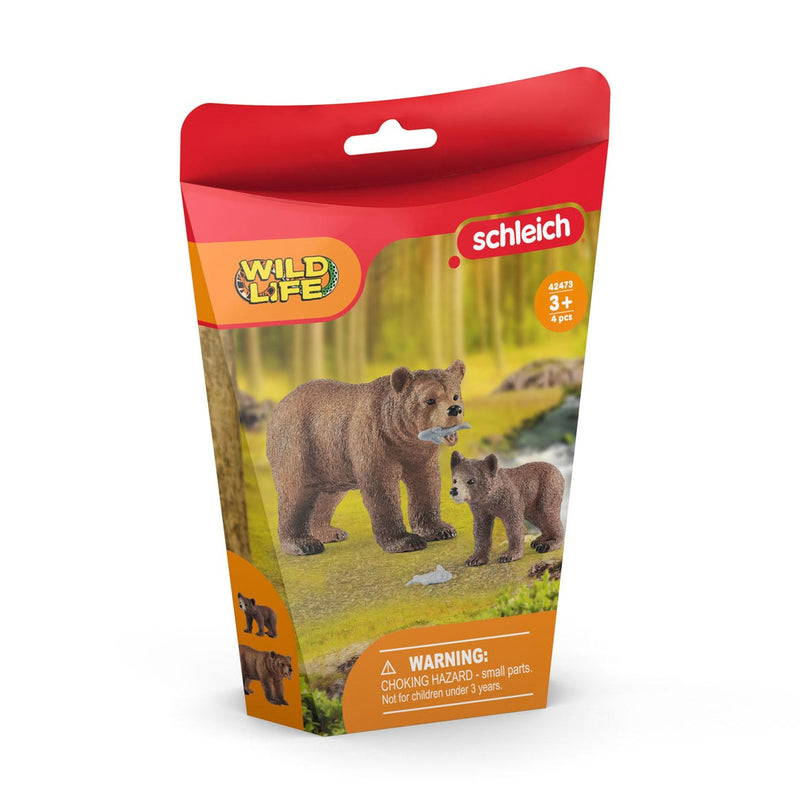 Afbeelding laden in galerijviewer, Schleich WILD LIFE Vrouwelijke Grizzlybeer met Grizzlybeertje 42473