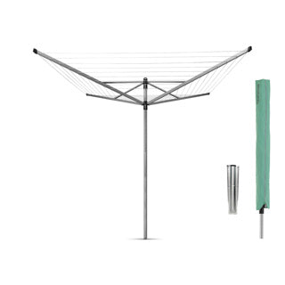 Afbeelding laden in galerijviewer, Brabantia lift-o-matic 60m + grondanker + hoes metallic grey