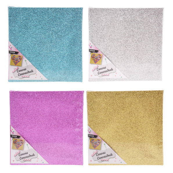 Afbeelding laden in galerijviewer, Canvas glitter 15x15cm, set van 12
