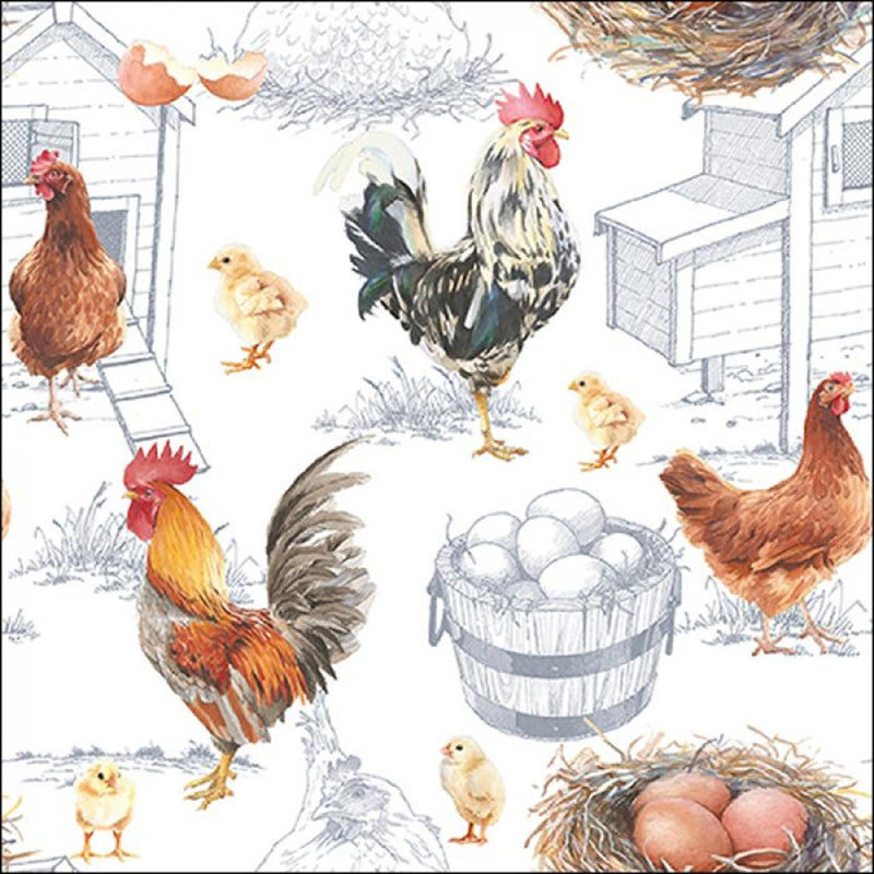 Afbeelding laden in galerijviewer, Ambiente servetten chicken farm 33cm 20 stuks