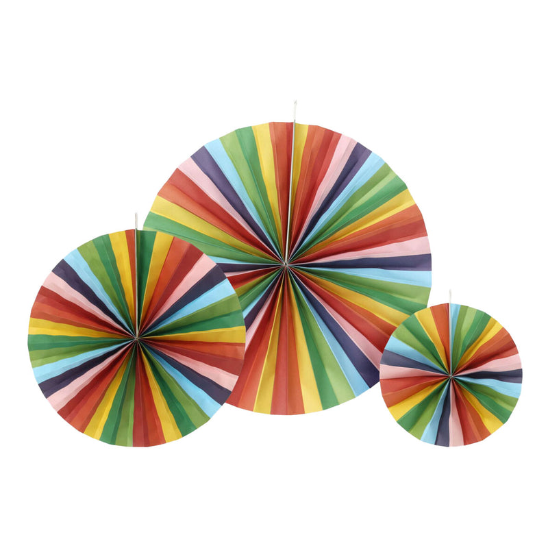 Afbeelding laden in galerijviewer, Waaier papier multi kleuren, set van 3