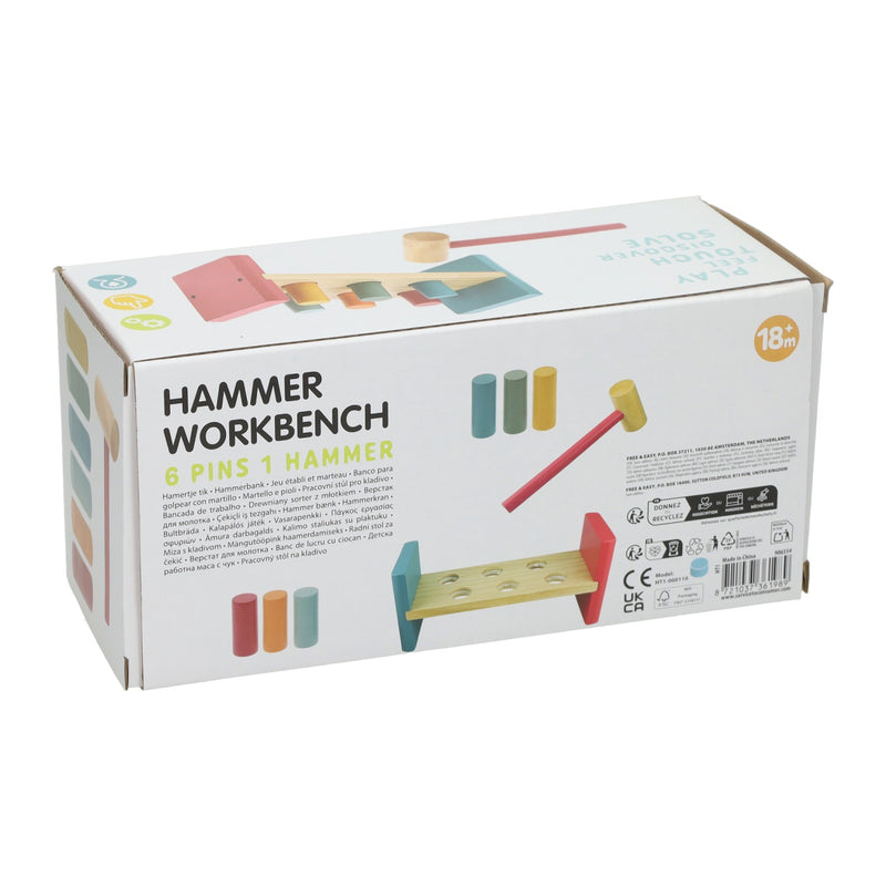 Afbeelding laden in galerijviewer, Houten hamerbank met hamer