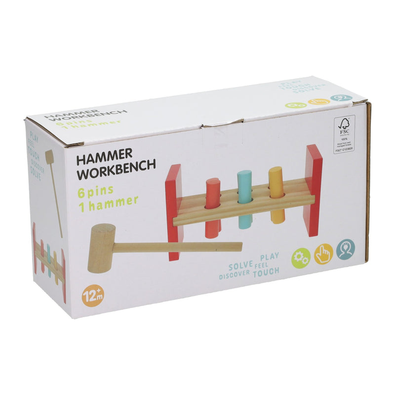 Afbeelding laden in galerijviewer, Houten hamerbank met hamer