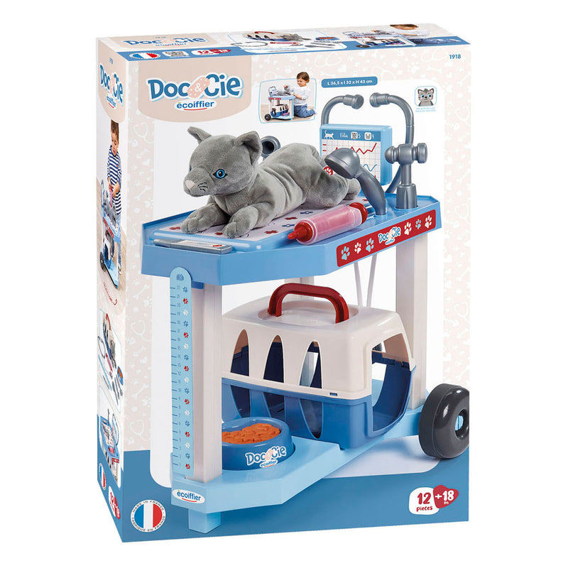 Afbeelding laden in galerijviewer, Ecoiffier doc cie dierenartsen trolley met kat - 14dlg.
