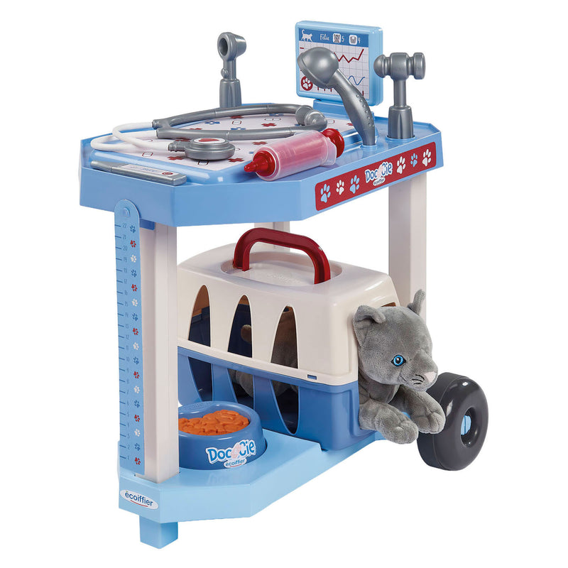 Afbeelding laden in galerijviewer, Ecoiffier doc cie dierenartsen trolley met kat - 14dlg.