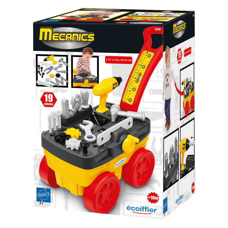 Afbeelding laden in galerijviewer, Ecoiffier mecanics gereedschapstrolley - 19dlg.