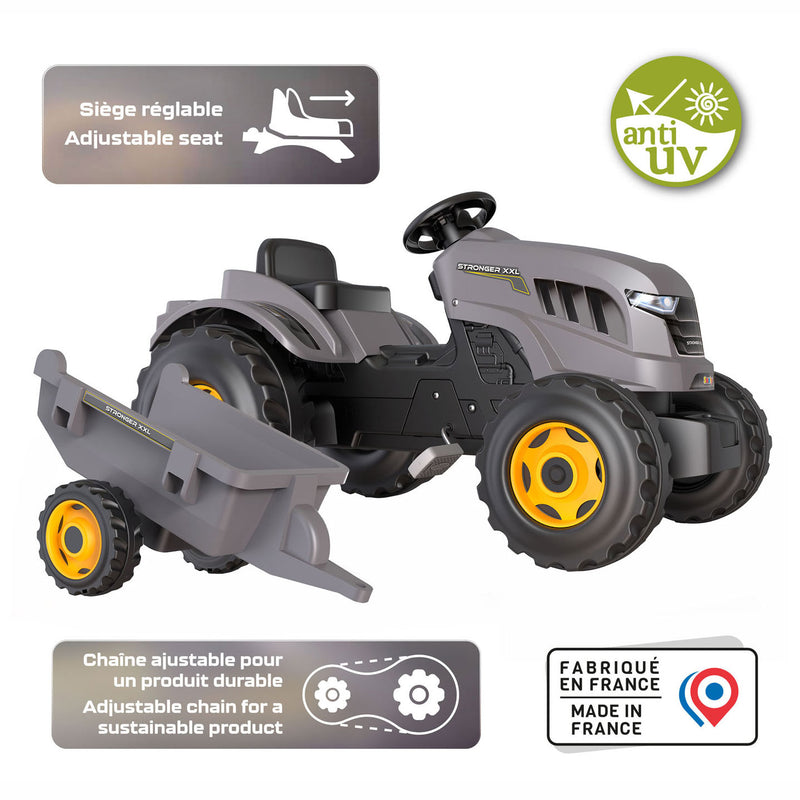 Afbeelding laden in galerijviewer, Smoby stronger xxl traptractor met trailer grijs