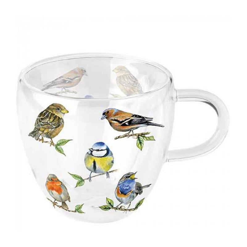Afbeelding laden in galerijviewer, Ambiente dubbelwandig glas bird species white